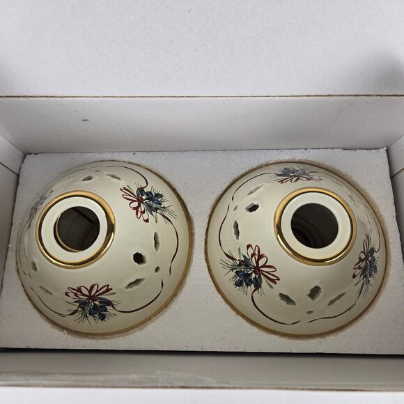 Lenox For The Holidays Winter Greetings Tea Light Lamps Set of 2 Porcelain IOB - Picture 13 of 15